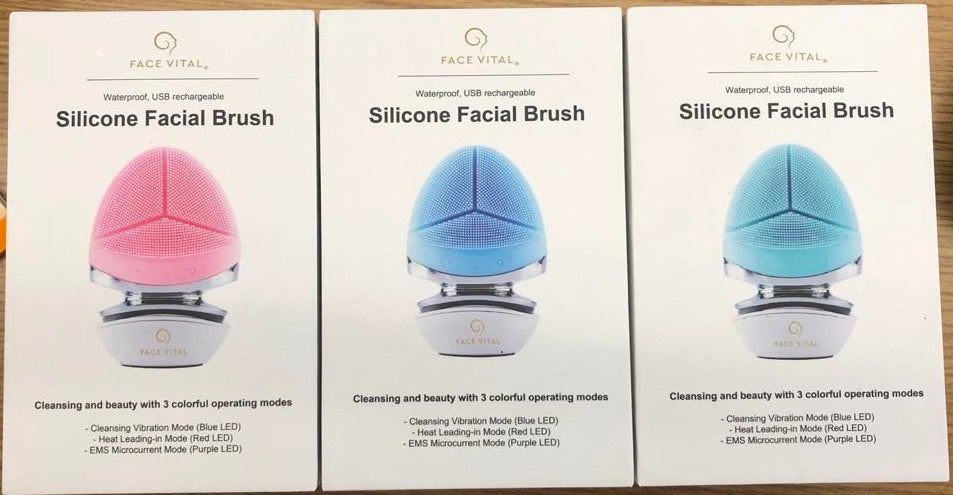 FACE VITAL EMS Brosse faciale en silicone à micro-courant avec fonction thermique