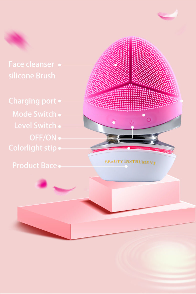 FACE VITAL EMS Brosse faciale en silicone à micro-courant avec fonction thermique